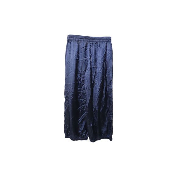 Monse Snap-Embellished Pinstriped Wide-Leg Pants in Navy Blue Satin - Picture 5 of 7